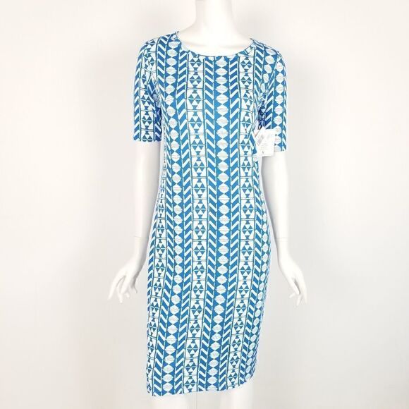 NWT Lularoe Blue & White Julia Dress Size Small - Picture 1 of 6